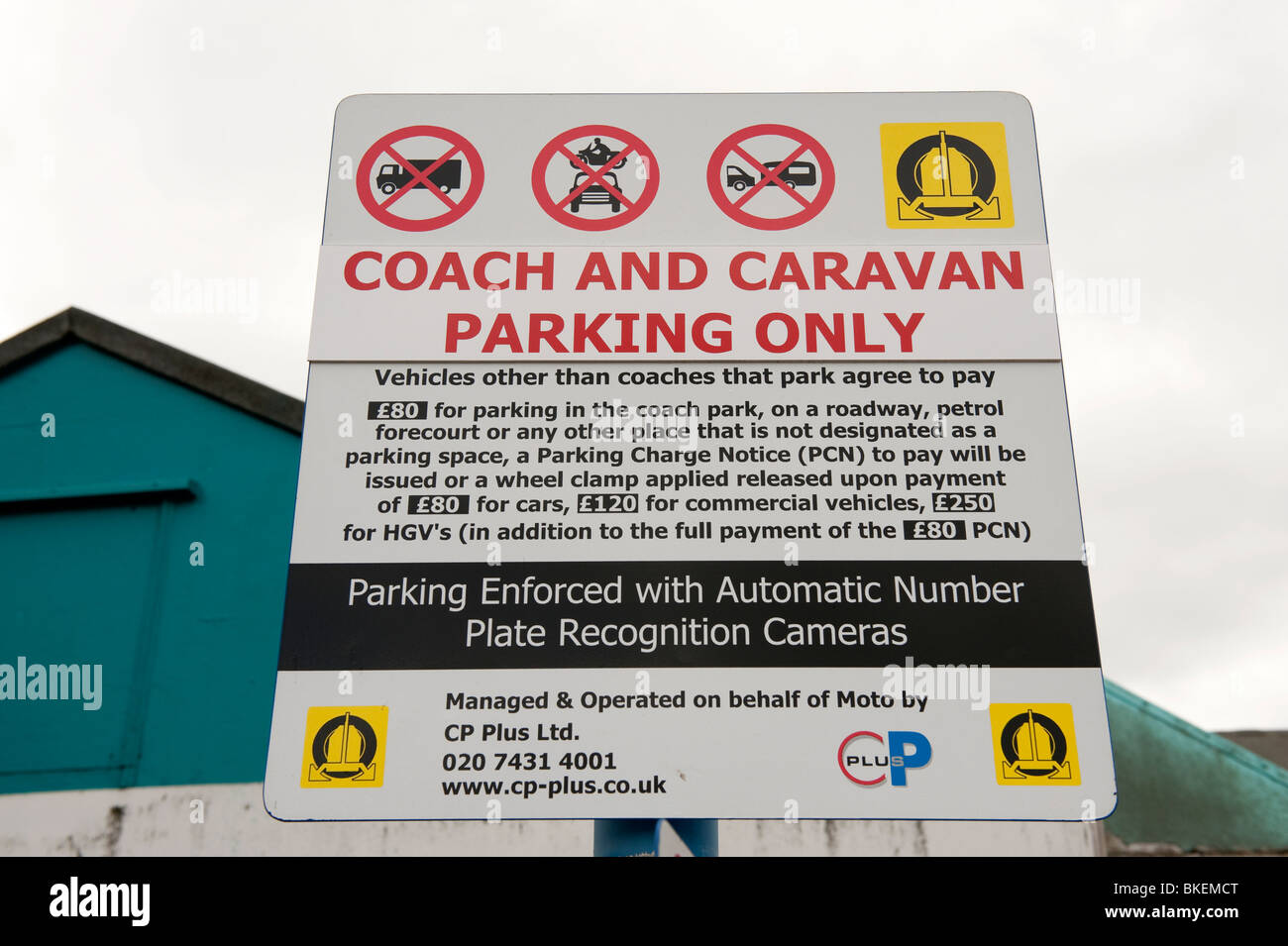Motorway Services caravan Parking Sign Stock Photo Alamy