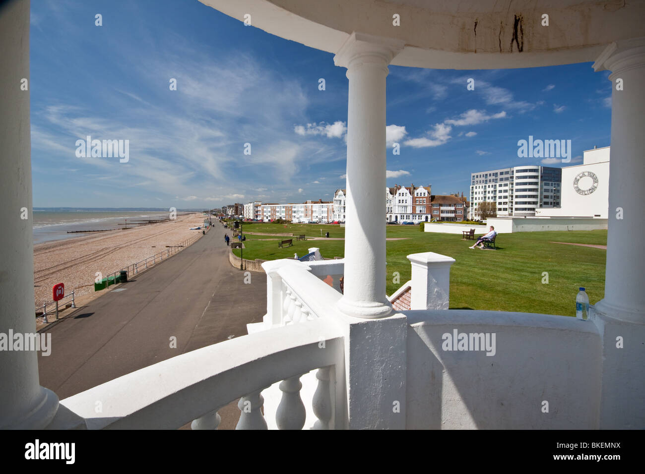 View of Bexhill Seafront from the De La Warr Pavilion Stock Photo