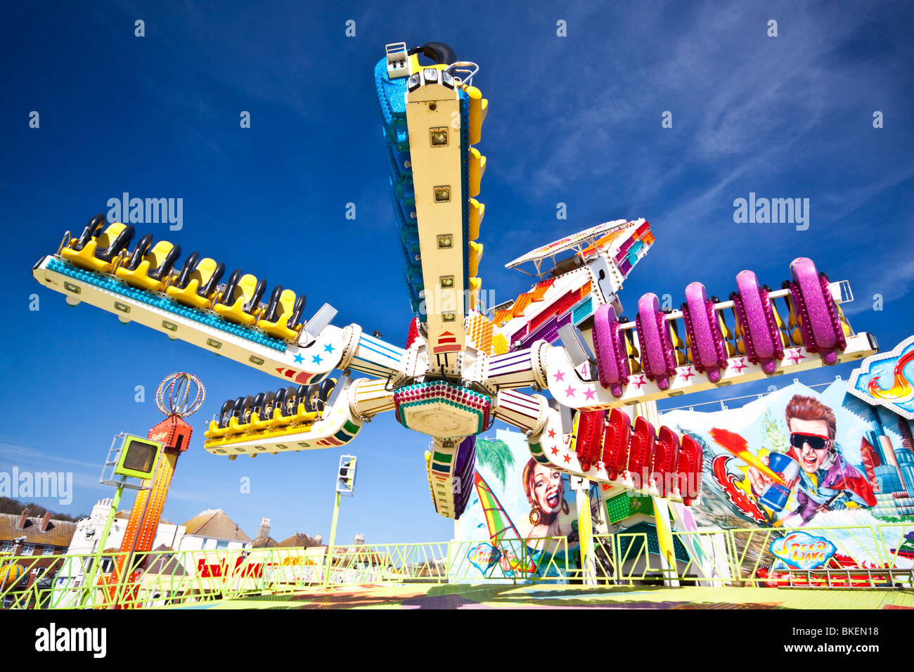 'Speed Wave' Funfair Ride at Hastings East Sussex Stock Photo