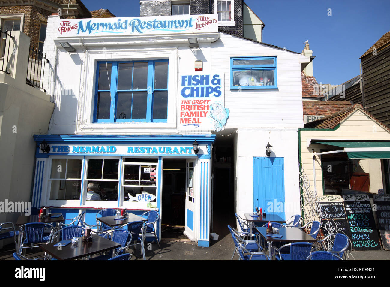Mermaid Fish and Chip Shop Hastings Old Town Stock Photo