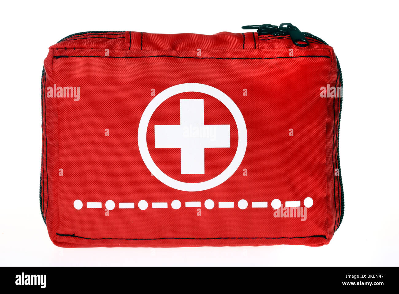 First aid box, for traveling. Medical help for outdoors. Stock Photo