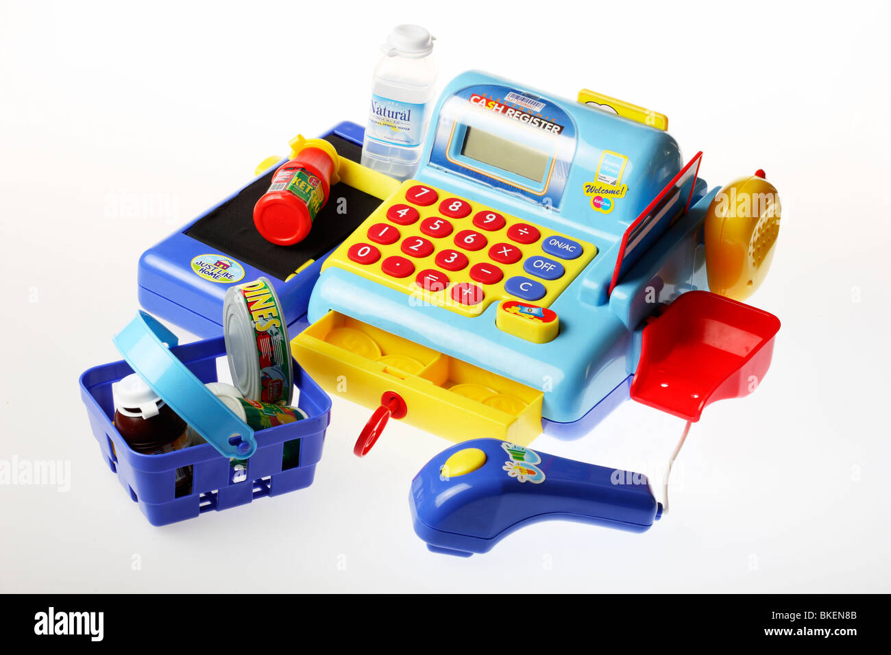 toys, till,register, exchequer, pay desk, counter Stock Photo