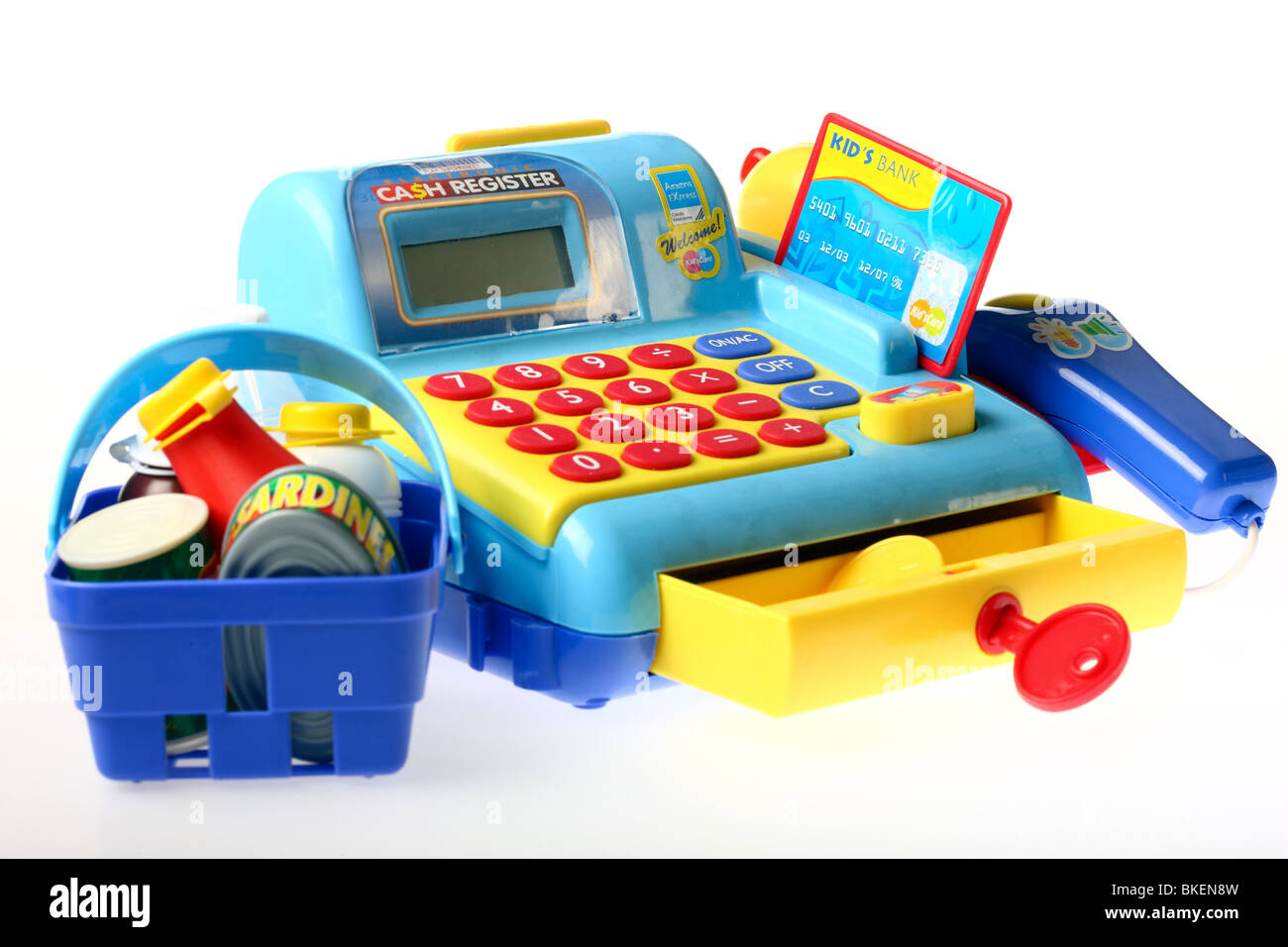 toys, till,register, exchequer, pay desk, counter Stock Photo