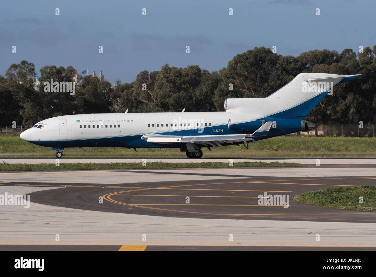 Boeing 727-100 of the Government of Djibouti taxiing for departure Stock Photo
