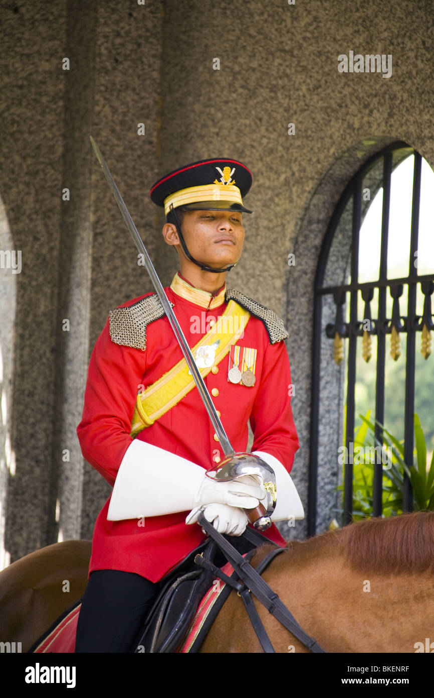 Royal Guard defending the malaysian royal palace entrance at Kuala Lumpur Stock Photo