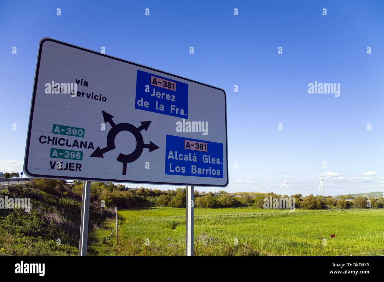 Road sign showing directions in medina sidonia cadiz (Spain) Stock Photo