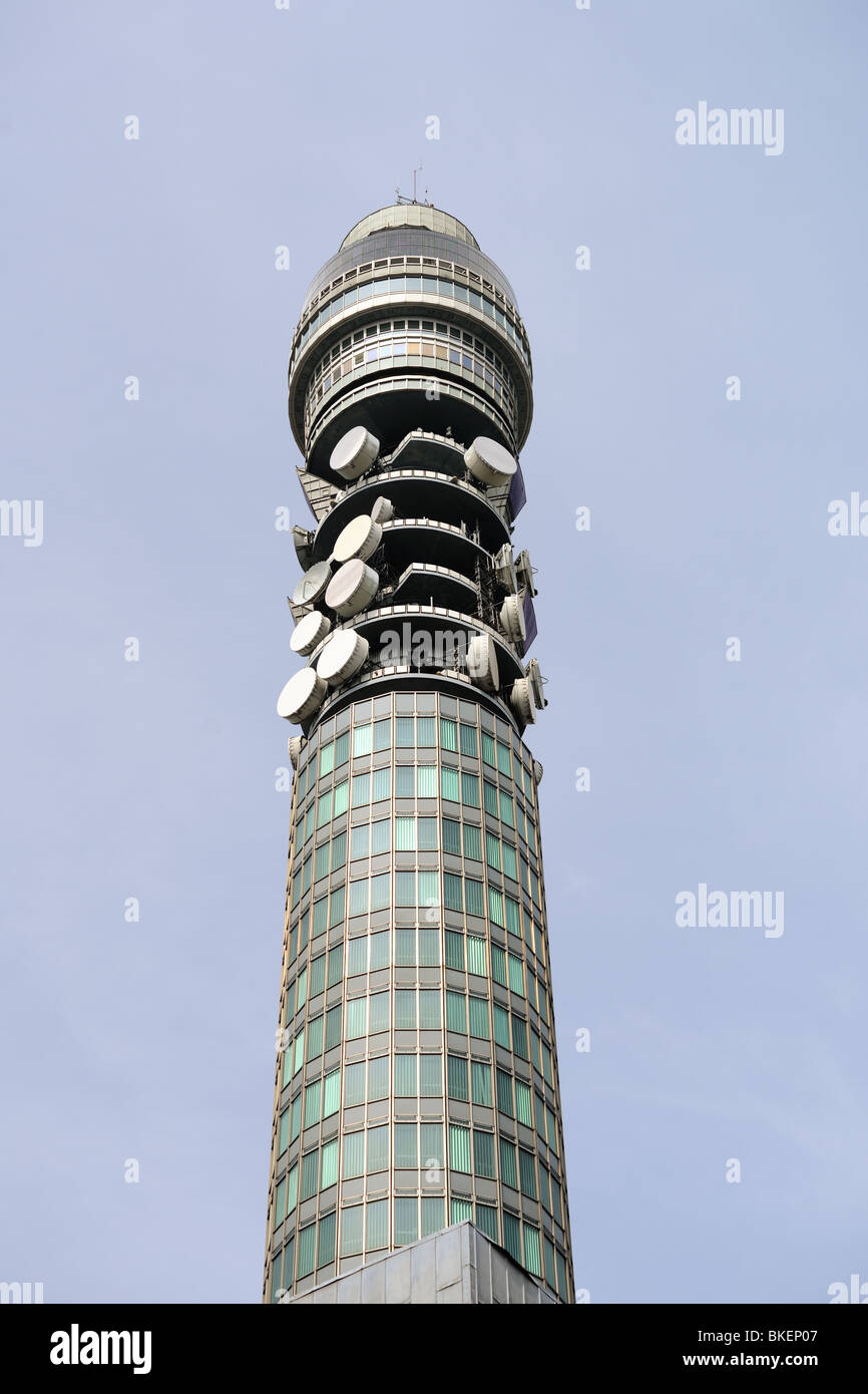 The BT Tower (formerly known as Post Office Tower, and Telecom Tower) one of the most iconic and well-known landmarks in London Stock Photo