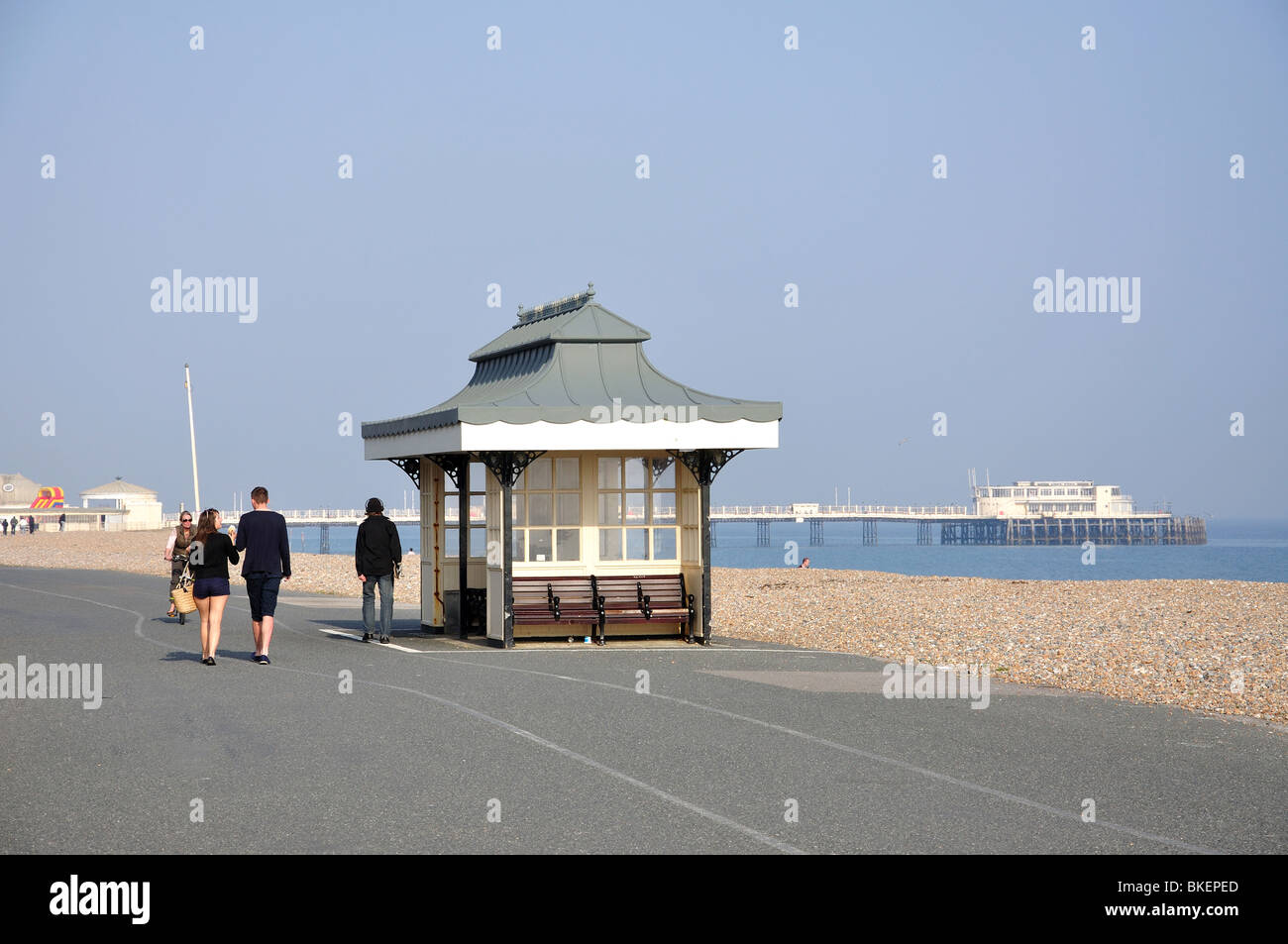 Beach and pier, Worthing, West Sussex, England, United Kingdom Stock Photo