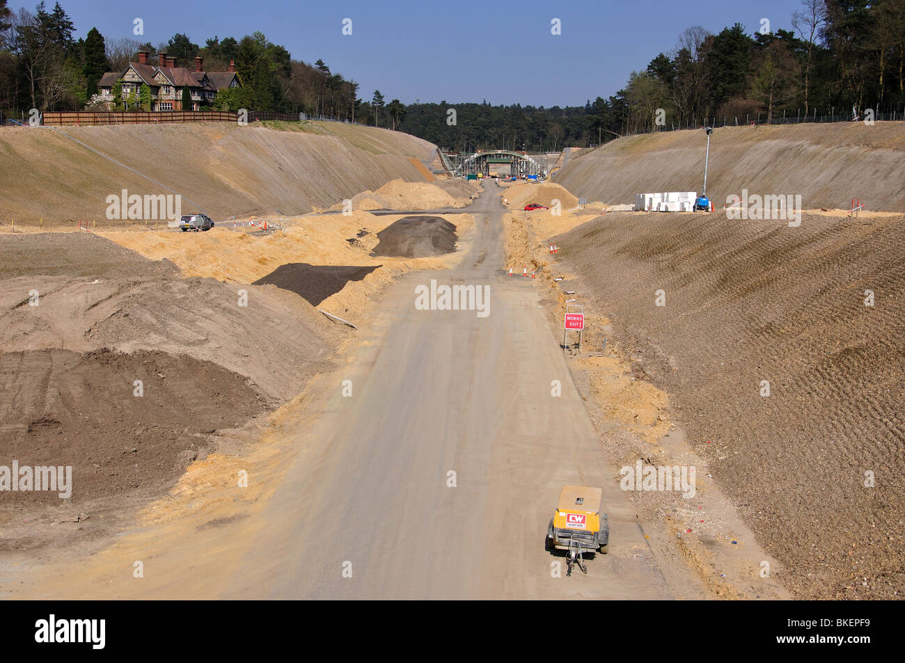 Reconstruction of A3 road near Haslemere, Surrey, England, United Kingdom Stock Photo