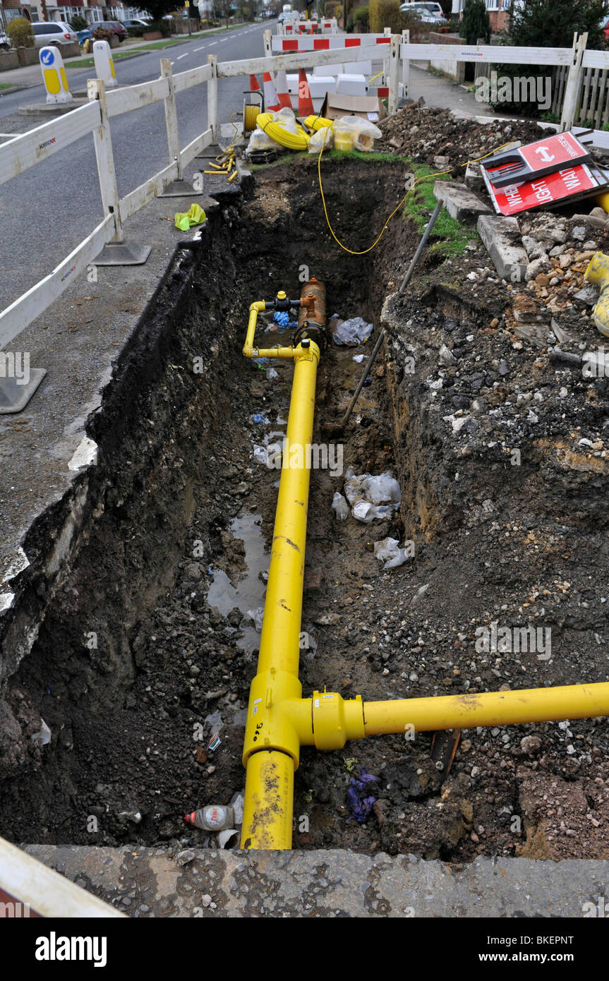 Replacement of Gas Main, Surrey, England. 2010 Stock Photo