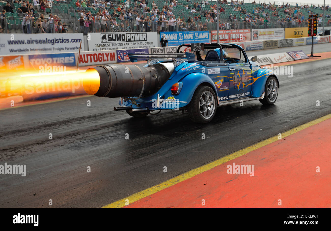 Blue Max jet powered VW beetle, driven by Ronnie Picardo. Stock Photo
