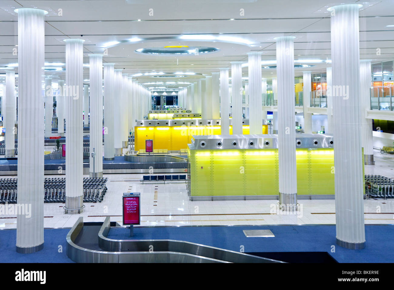 UAE, United Arab Emirates, Dubai, Dubai International Airport, Terminal 3, Baggage Carousel in the Arrivals Hall Stock Photo