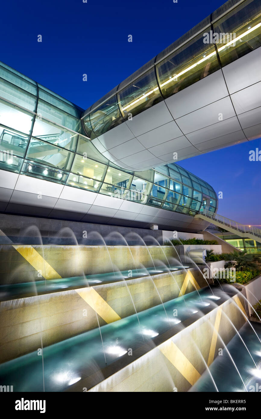 Stylish modern architecture of the 2010 opened Terminal 3 of Dubai International Airport, Dubai, UAE, United Arab Emirates Stock Photo
