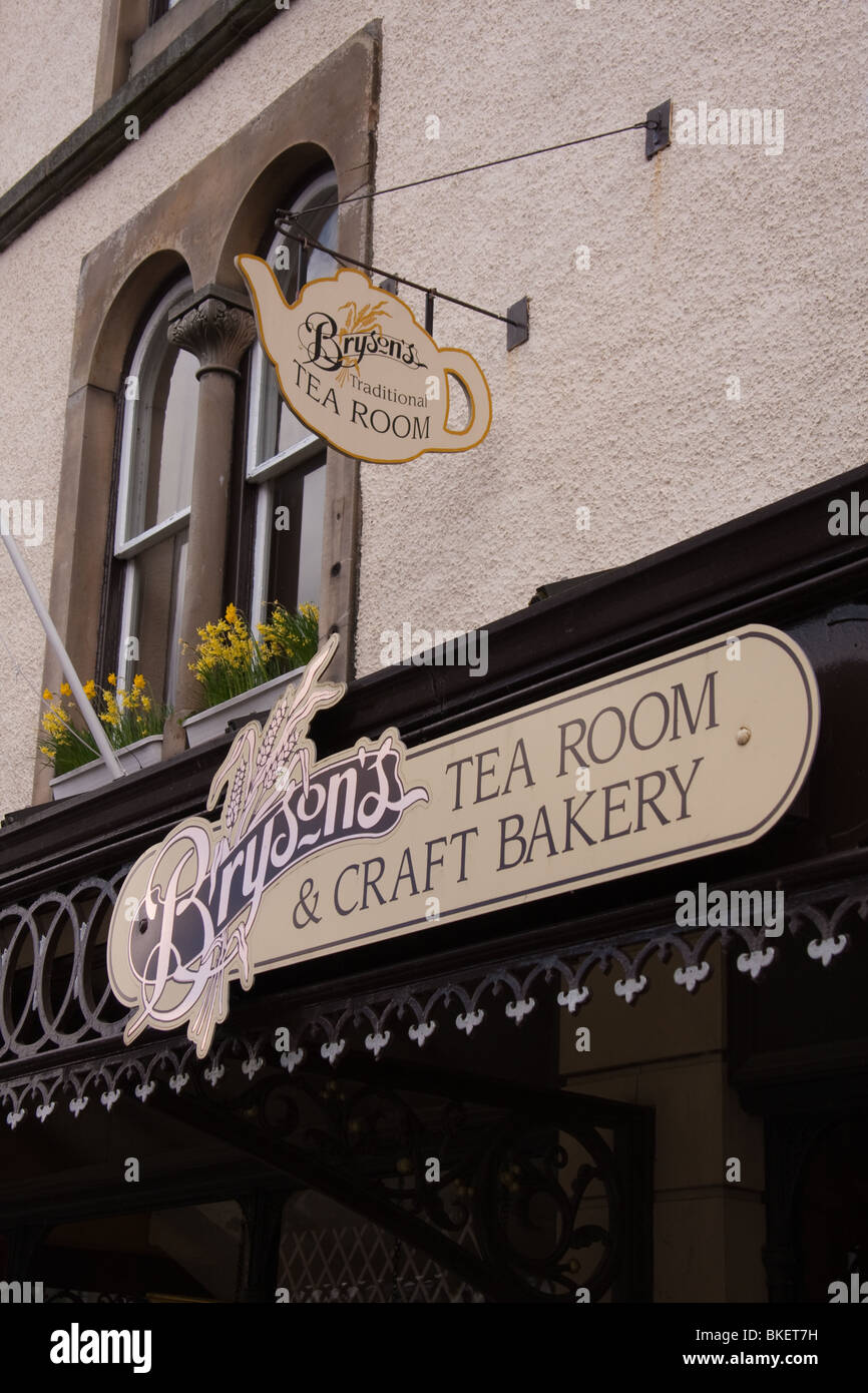Signs outside Bryson's Tea Room & Bakery, Keswick Stock Photo Alamy