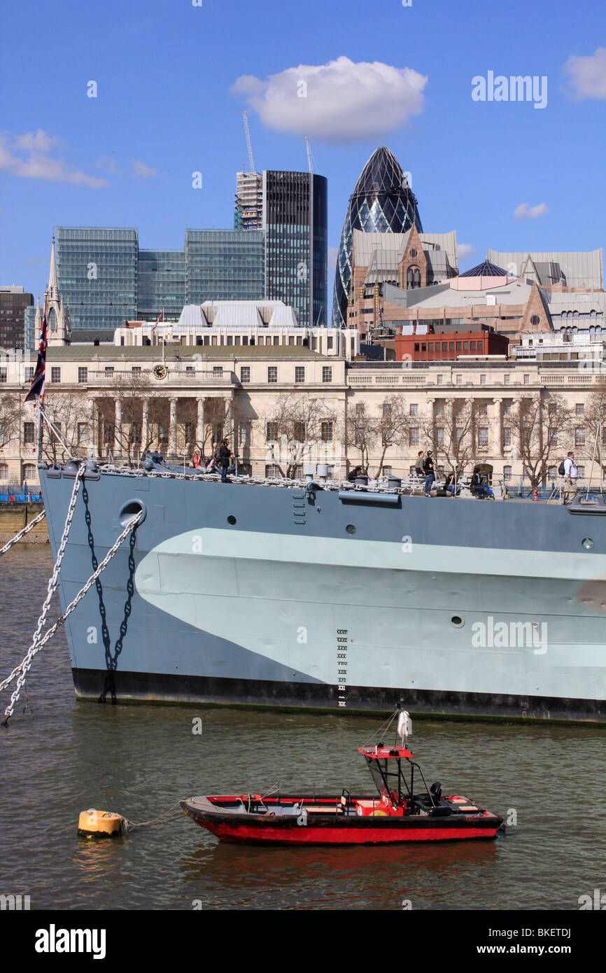 city of london hms belfast deck england uk gb Stock Photo - Alamy