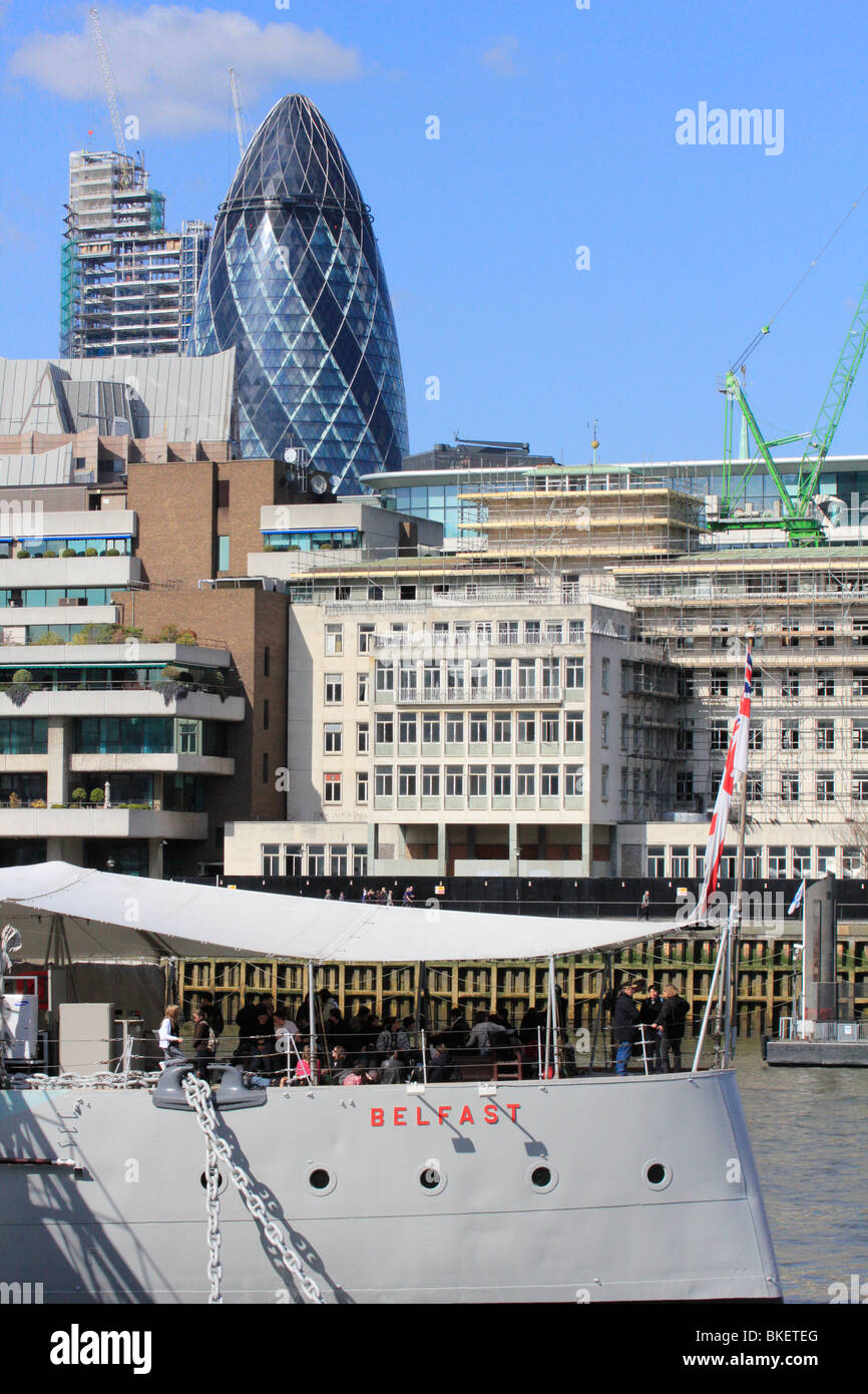 city of london hms belfast deck england uk gb Stock Photo - Alamy