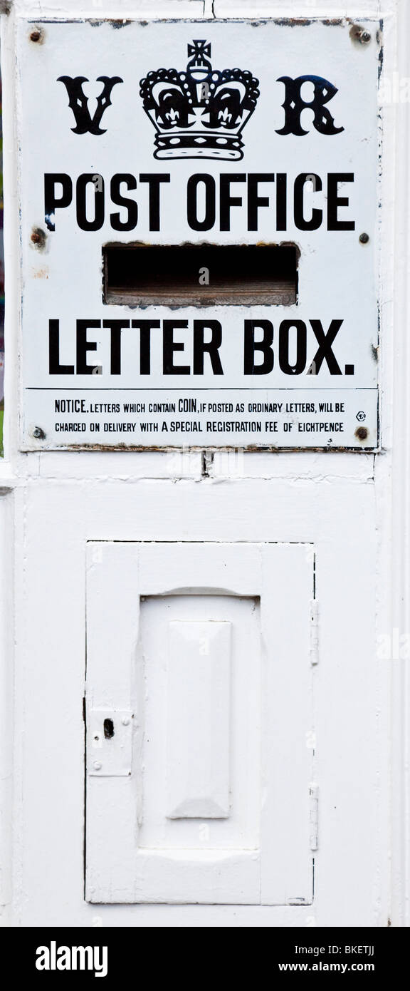Old Victorian Post Office Letter Box and Sign Stock Photo