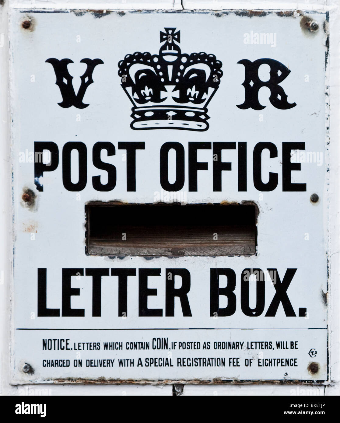Old Victorian Post Office Letter Box and Sign Stock Photo