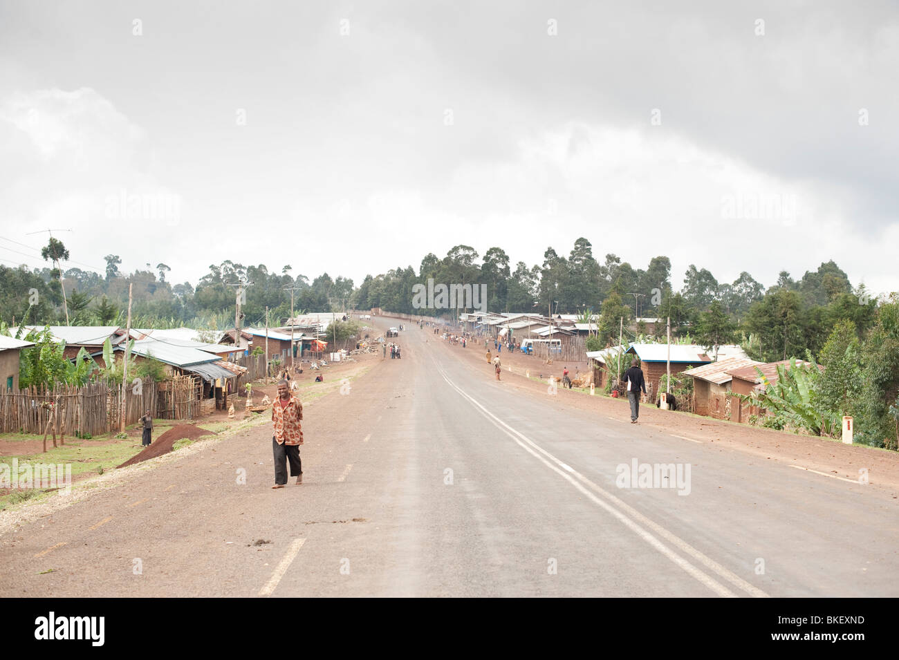 Tarmac road in Hobicheka in the Southern Nations, Nationalities, and People's Region of Ethiopia Stock Photo