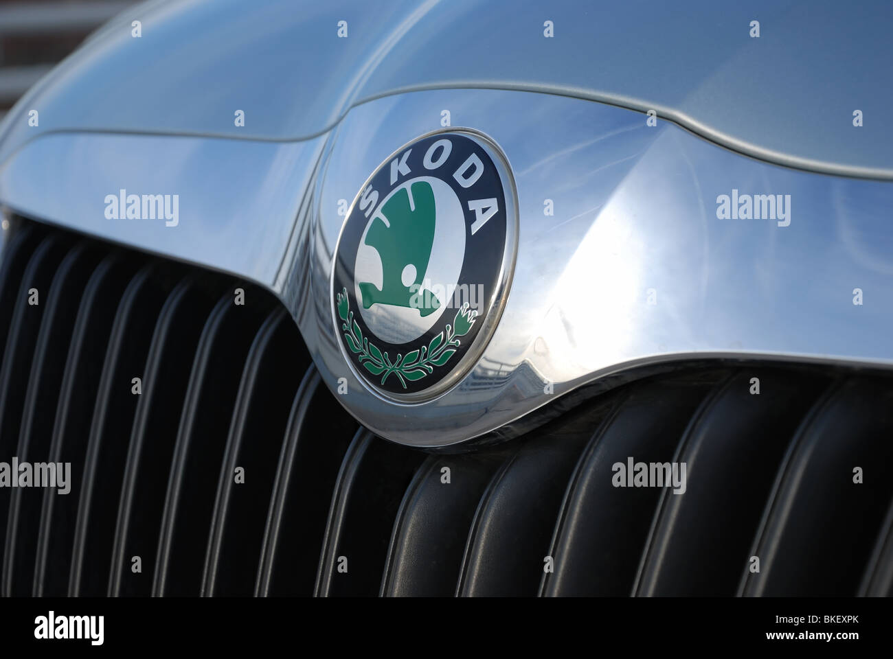 Skoda Yeti 2.0 TDI 4x4 - 2009 - Czech popular compact SUV - front grill with Skoda's logo, badge Stock Photo