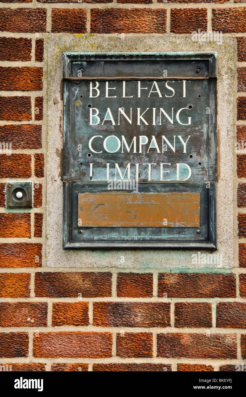 Old letterbox for the "Belfast Banking Company Limited", precursor of