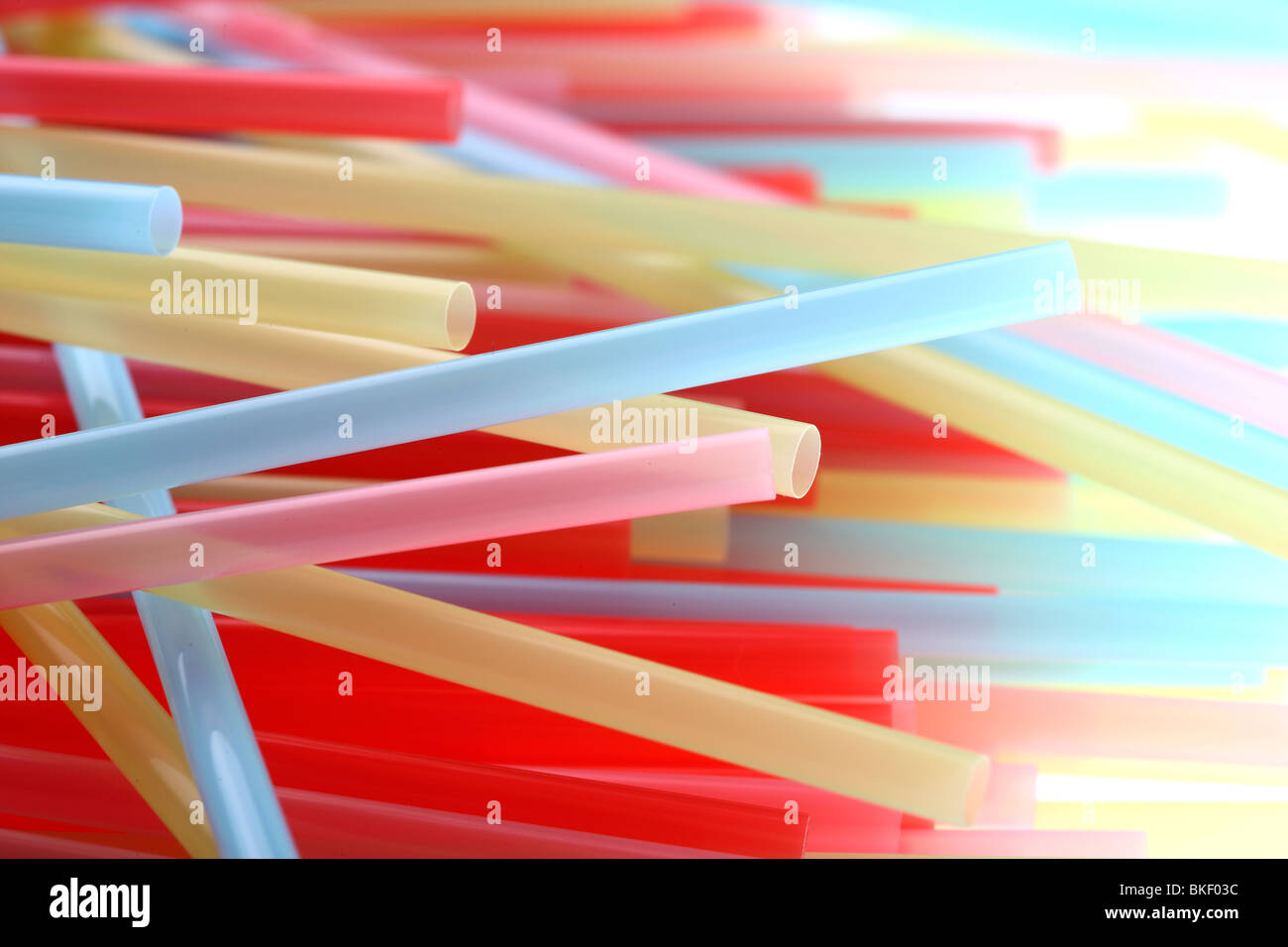 Drinking straws, plastic, flexible, different colors. Stock Photo