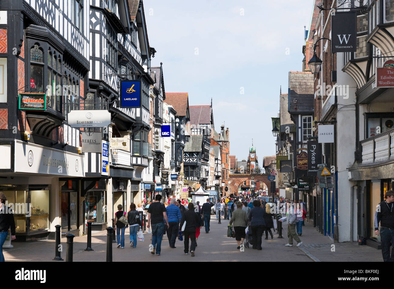 Eastgate, one of The Rows in the historic centre of Chester, Cheshire, England, UK Stock Photo