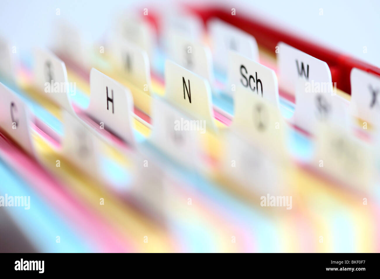 File cards in a box. ABC. in alphabetic order Stock Photo - Alamy