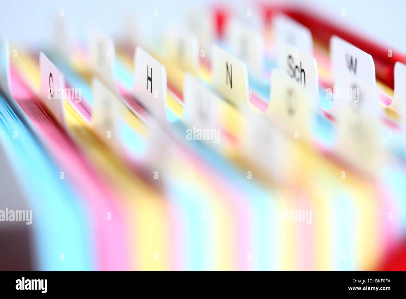 File cards in a box. ABC. in alphabetic order Stock Photo - Alamy