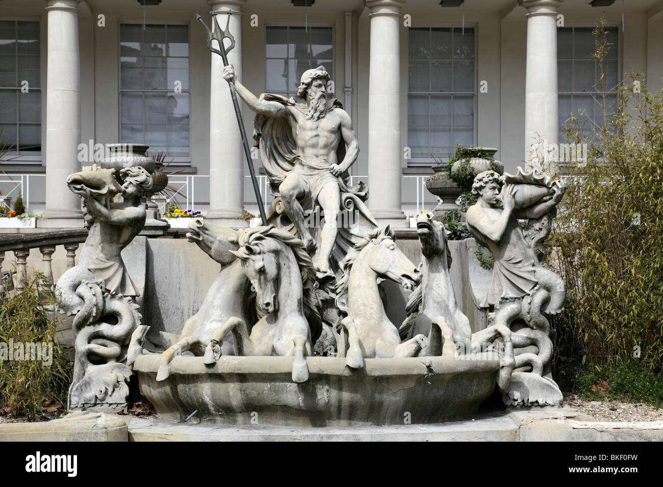detail of neptune fountain made from portland stone in 1893 the parade cheltenham uk Stock Photo