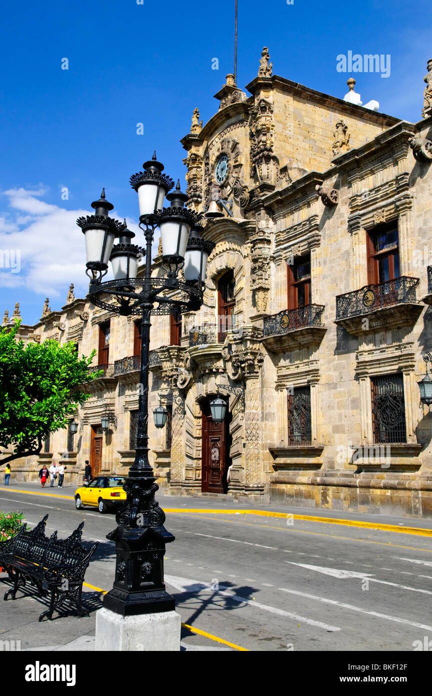 State Government Palace seen from the Zocalo in historic Guadalajara downtown center, Jalisco, Mexico Stock Photo