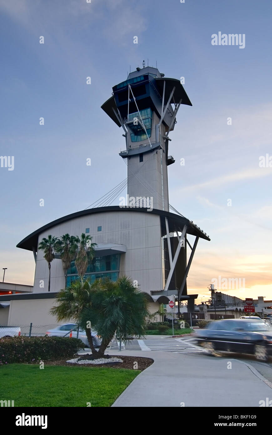 Los Angeles International Airport's air traffic control tower designed by architect Kate Diamond. Stock Photo