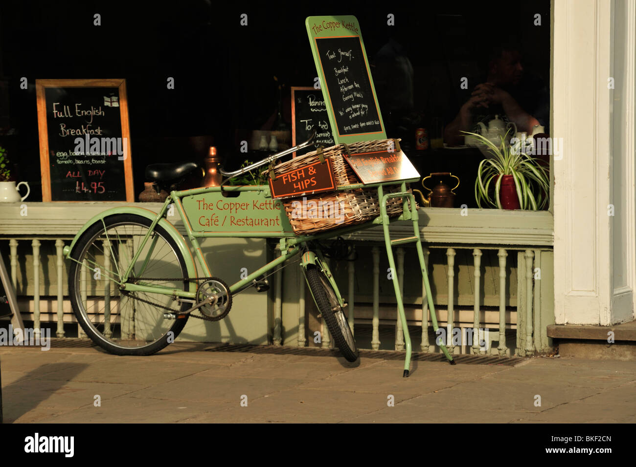 CAMBRIDGE, UK APRIL 24, 2010 Delivery Bike serving as advert for