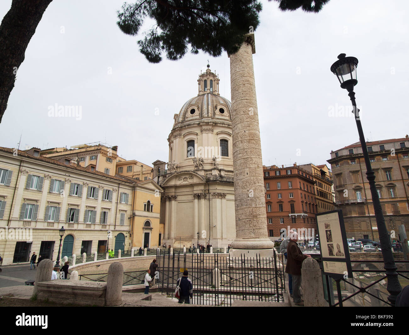Trajan Column of the Trajan Forum in the city center of Rome, Italy Stock Photo
