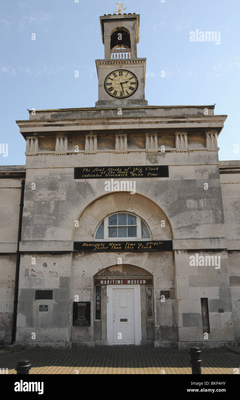 The Grade II listed façade of the Clock House in Ramsgate Kent, now home to the towns Maritime Museum. Stock Photo