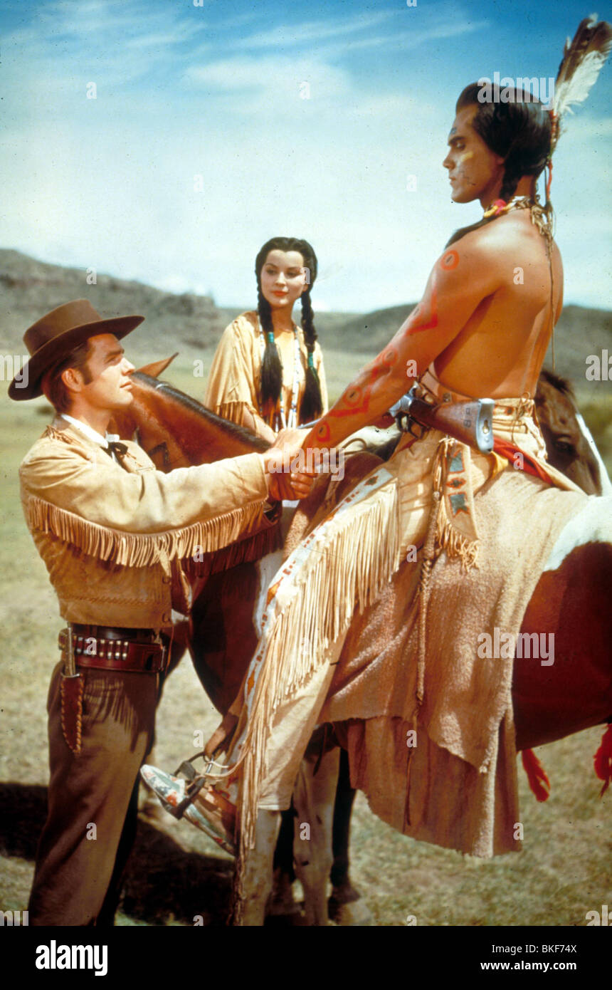 WHITE FEATHER (1955) ROBERT WAGNER, DEBRA PAGET, JEFFREY HUNTER WHF 001 Stock Photo