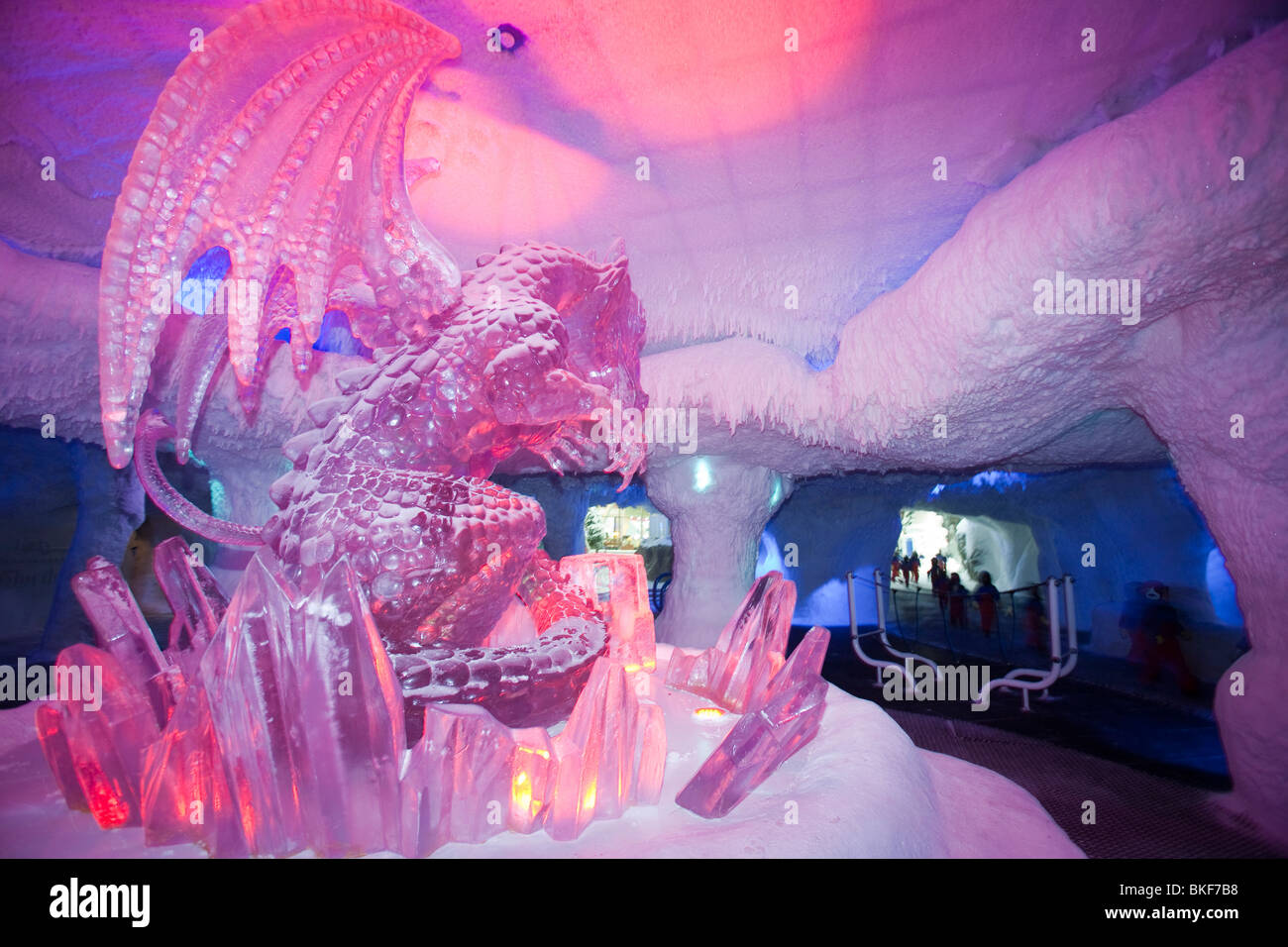 An ice dragon in Ski Dubai. Stock Photo
