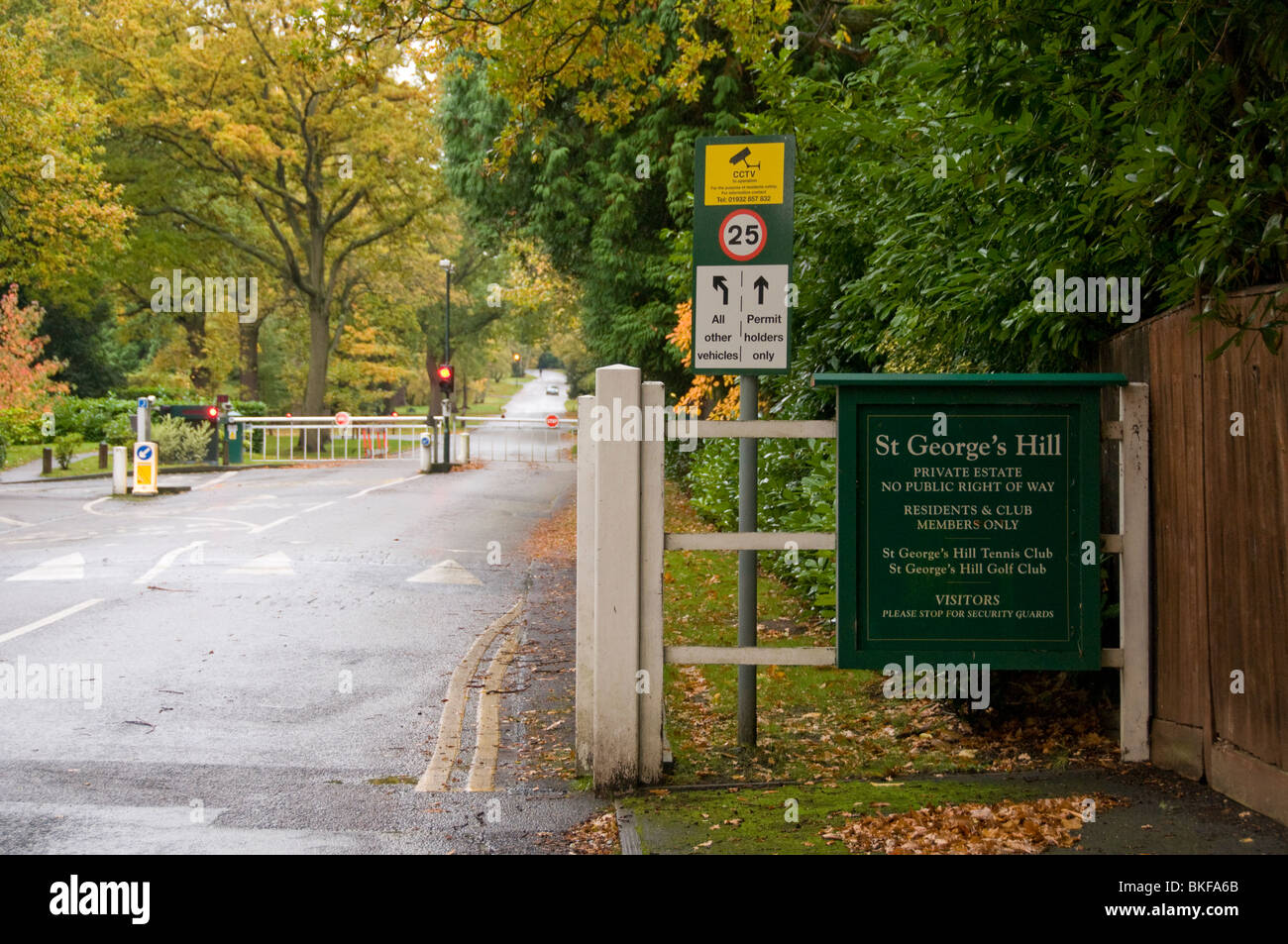 Entrance to St Hill private estate in Surrey England Stock