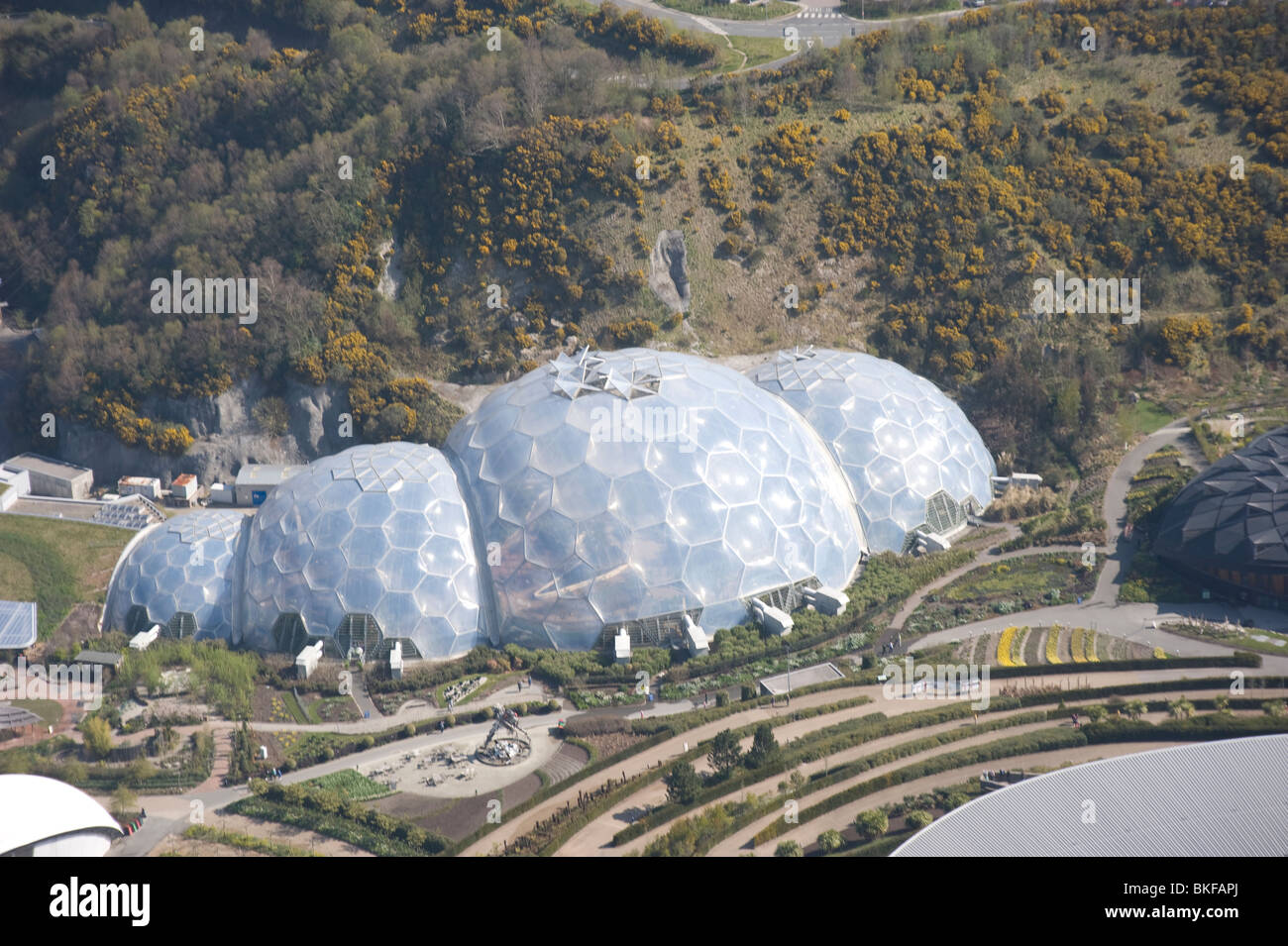 Aerial view of the Eden Project. St Austell, Cornwall. England. UK Stock Photo