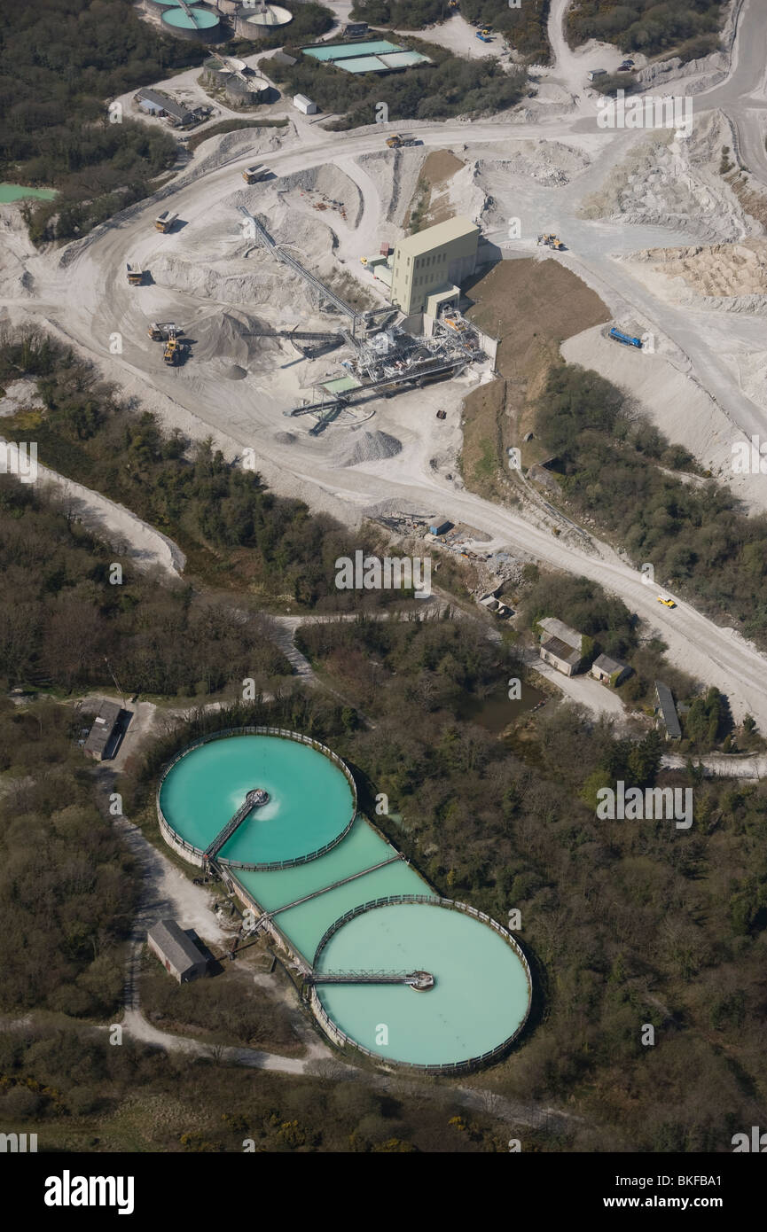 Aerial view of China Clay pits in Cornwall. Uk England Stock Photo