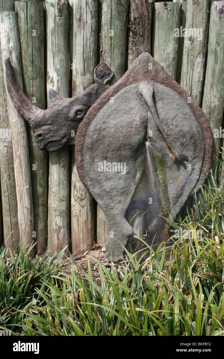 Black Rhino Sculpture Taken At Chester Zoo, England, UK Stock Photo