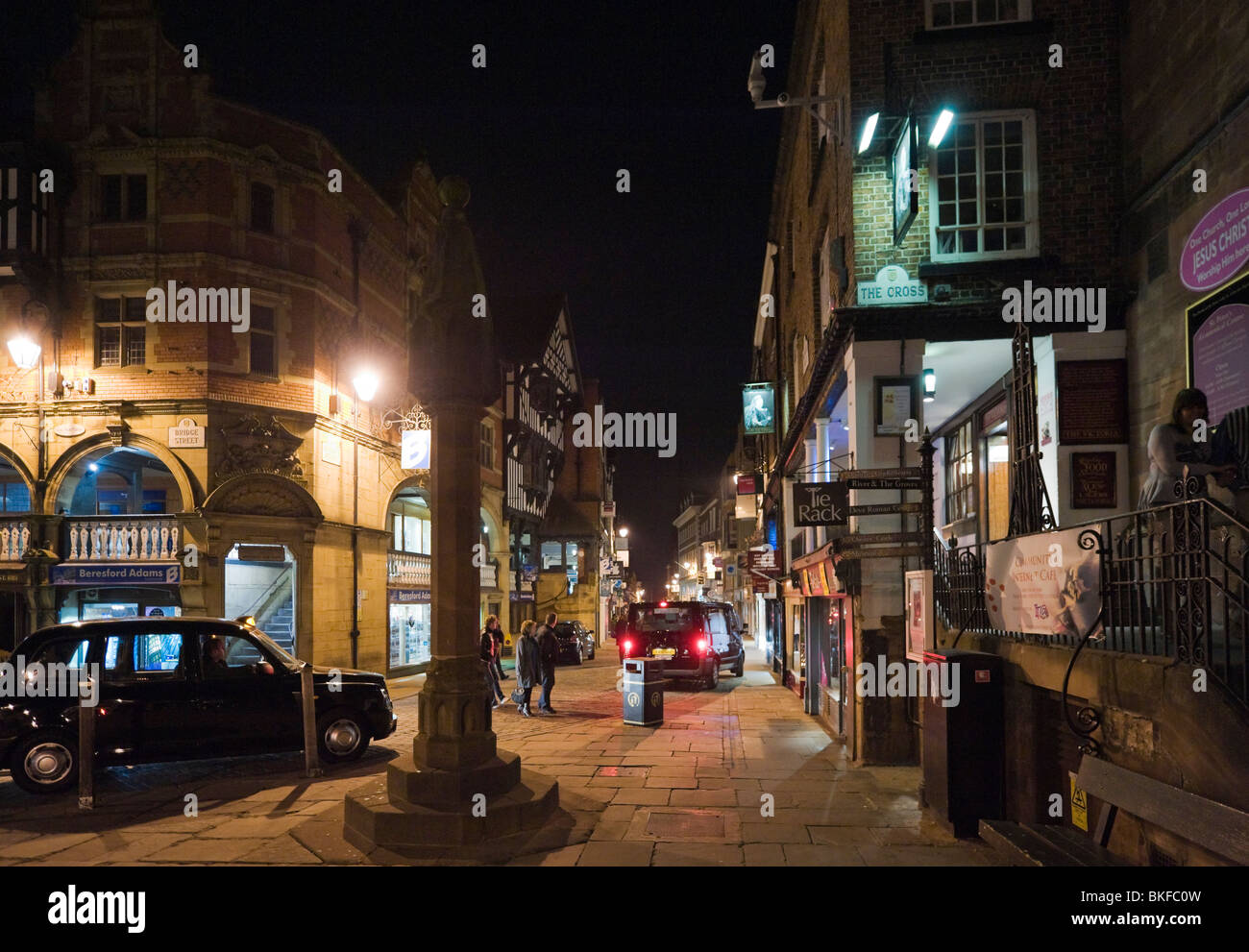 The Cross at night, The Rows, Chester, Cheshire, England, UK Stock Photo