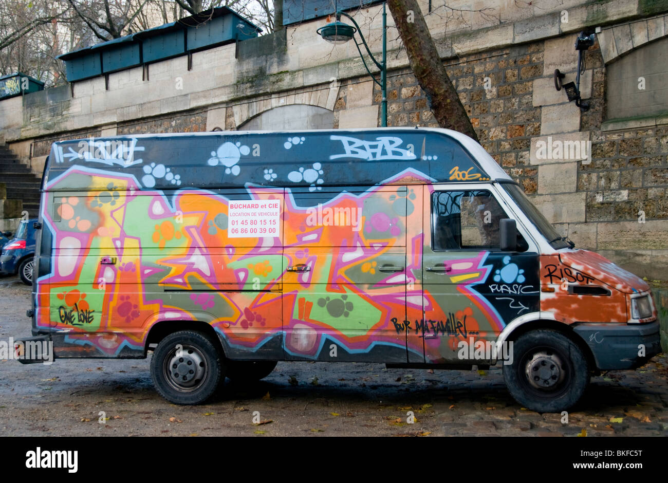Graffiti on a van in Paris France Stock Photo - Alamy