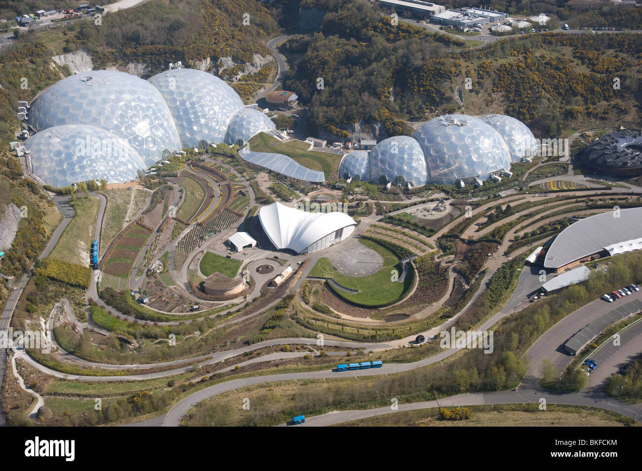 Aerial view of the Eden Project. St Austel, Cornwall. England. UK Stock Photo