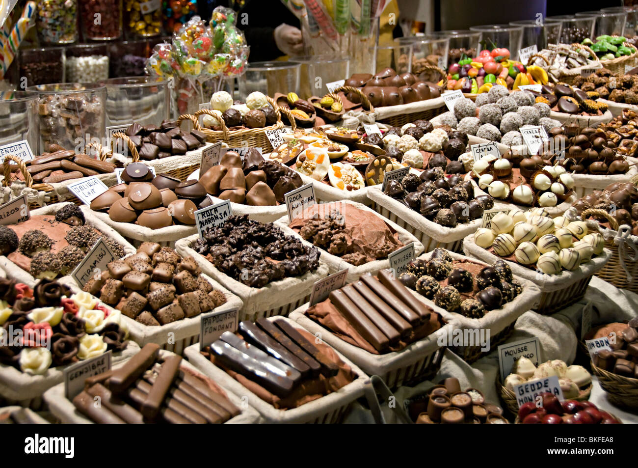 Mercat De Sant Josep La Boqueria Barcelona Market Chocolate Stalls ...