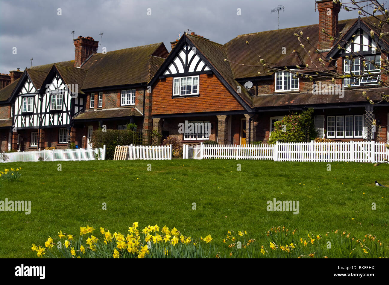 Terraced Country Houses Godstone Surrey England Stock Photo