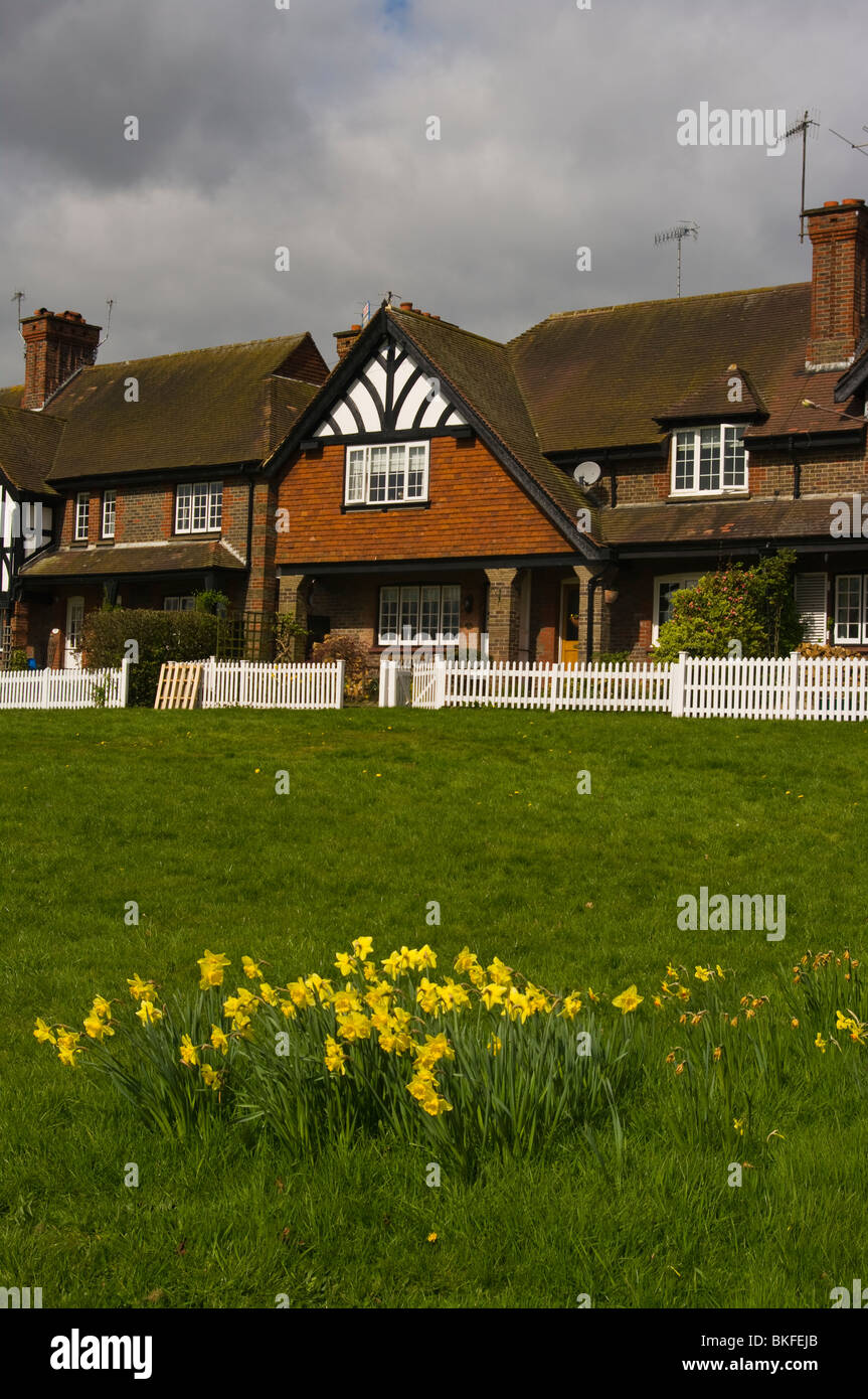 Terraced Country Houses Godstone Surrey England Stock Photo