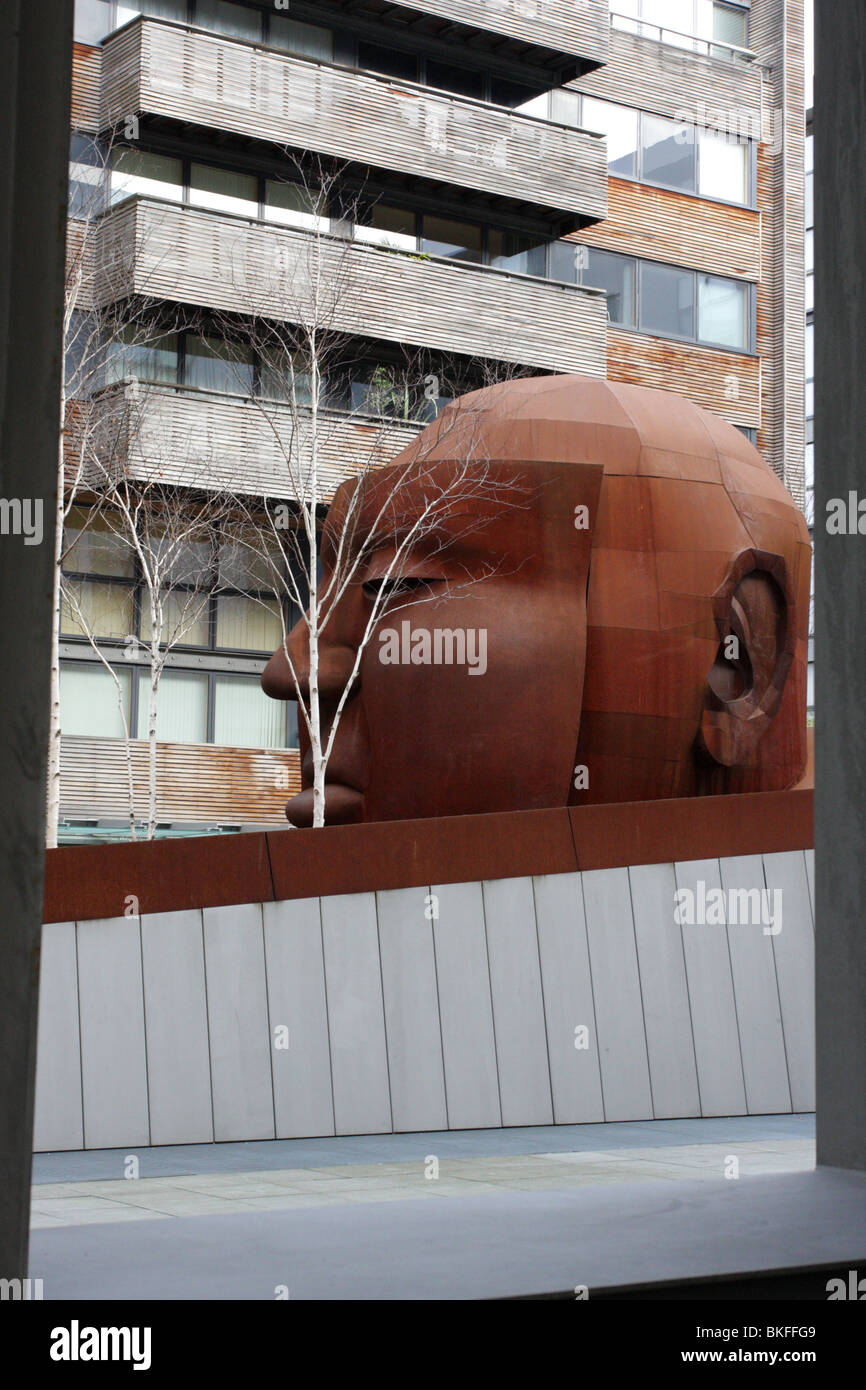 Gainsborough Studios in Islington, highlighted by sculpture of Alfred