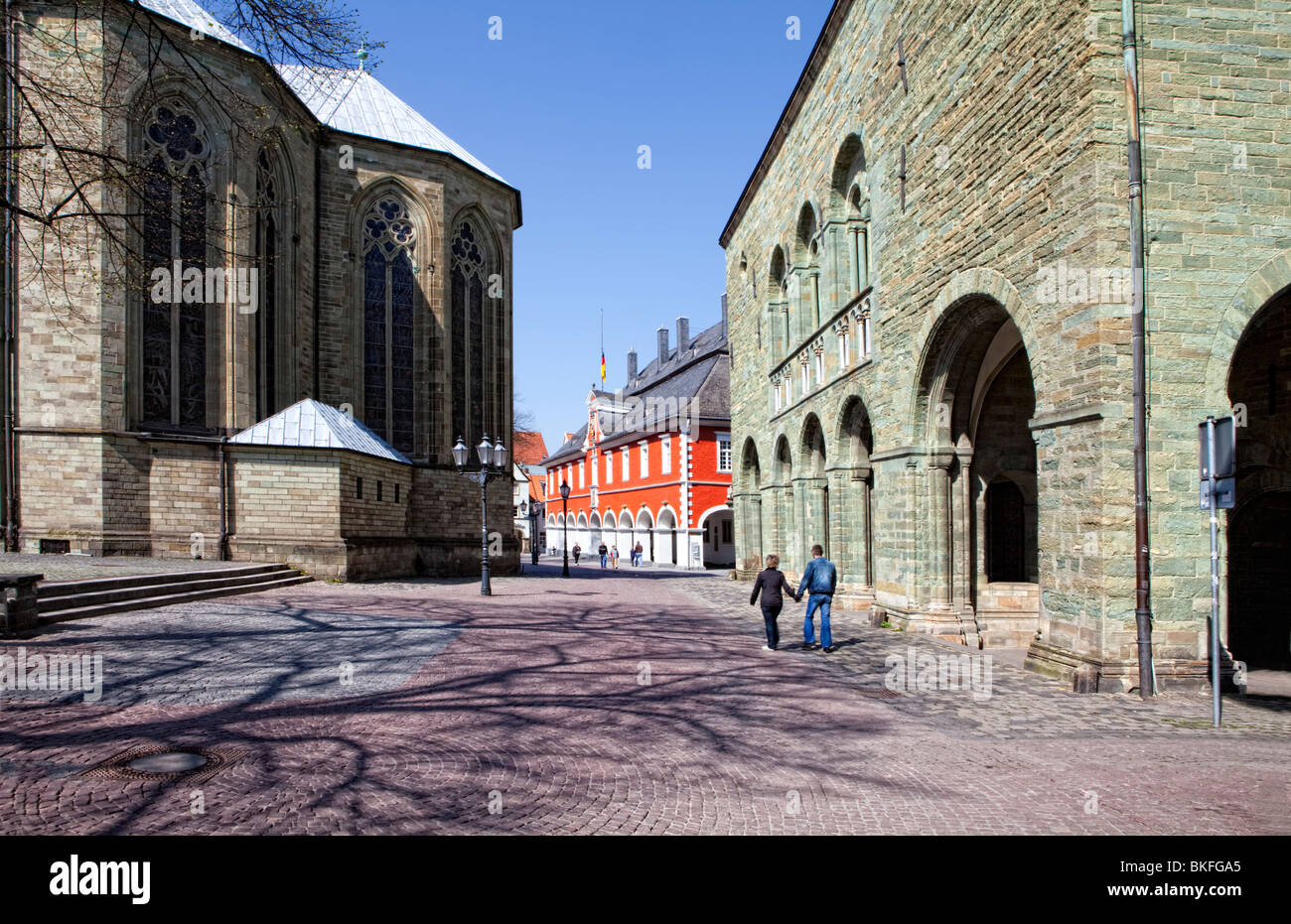 Between St. Patrokli and St Petri Church, Soest, North Rhine-Westphalia, Germany, Europe Stock Photo