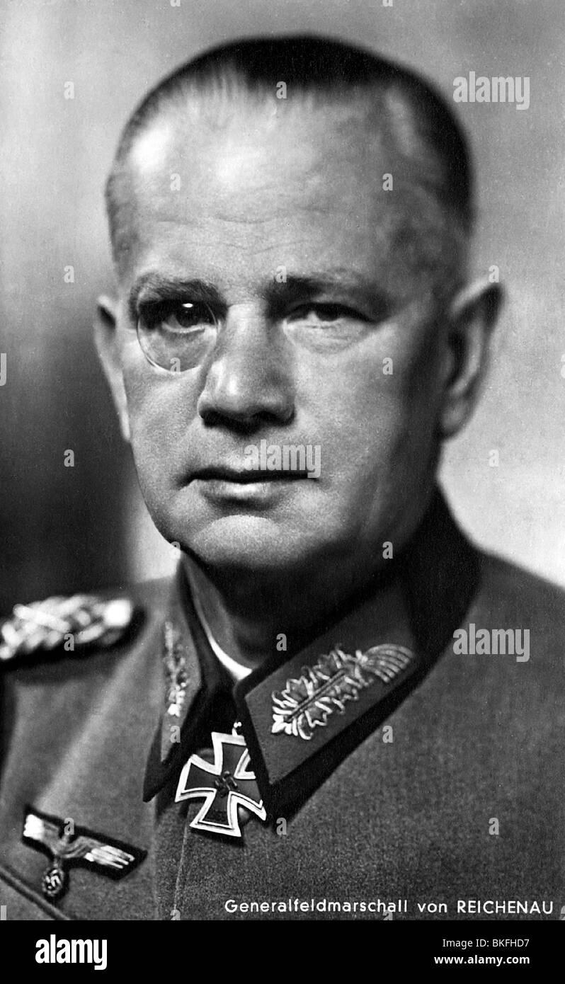 Reichenau, Walter von, 8.10.1884 - 17.1.1942, German field marshal, portrait, photo by Heinrich Hoffmann, circa 1940, Stock Photo